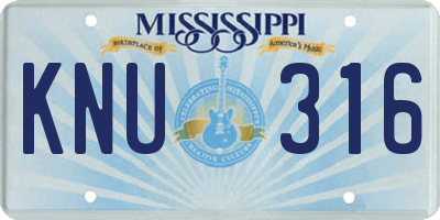 MS license plate KNU316