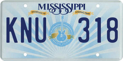 MS license plate KNU318