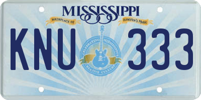 MS license plate KNU333