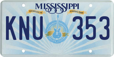 MS license plate KNU353