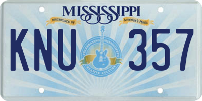 MS license plate KNU357