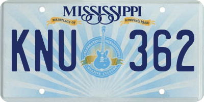 MS license plate KNU362