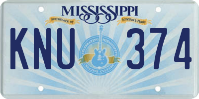 MS license plate KNU374