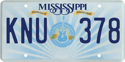 MS license plate KNU378