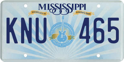 MS license plate KNU465