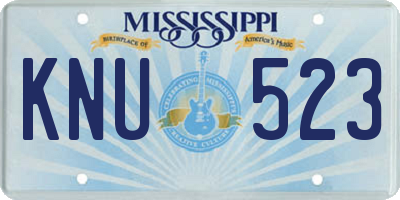 MS license plate KNU523
