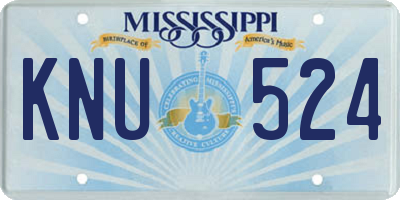 MS license plate KNU524