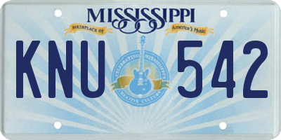 MS license plate KNU542