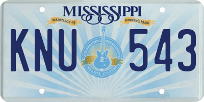 MS license plate KNU543