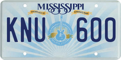 MS license plate KNU600