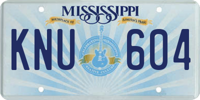 MS license plate KNU604