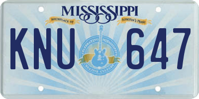 MS license plate KNU647