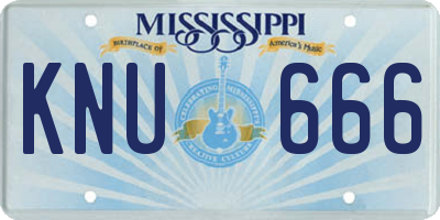 MS license plate KNU666