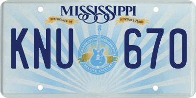 MS license plate KNU670