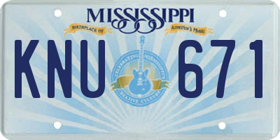 MS license plate KNU671