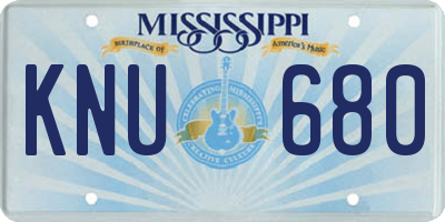 MS license plate KNU680