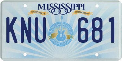 MS license plate KNU681