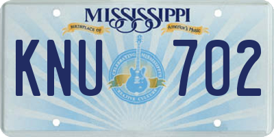 MS license plate KNU702
