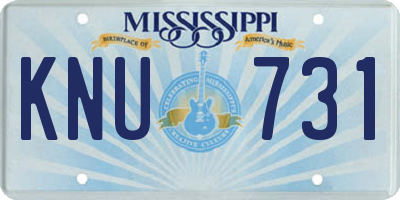 MS license plate KNU731