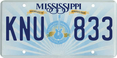 MS license plate KNU833