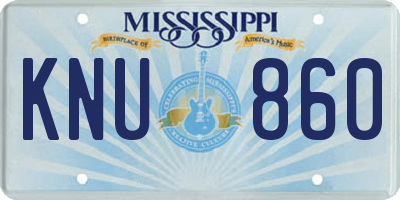 MS license plate KNU860