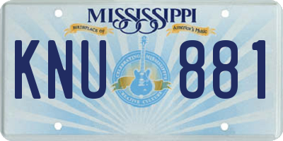 MS license plate KNU881