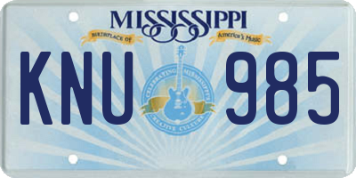MS license plate KNU985