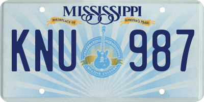 MS license plate KNU987