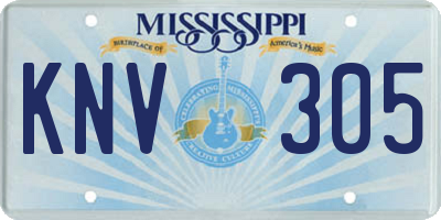 MS license plate KNV305
