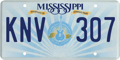MS license plate KNV307