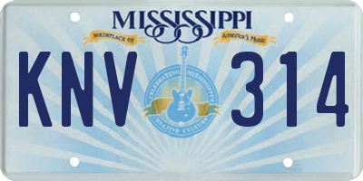 MS license plate KNV314