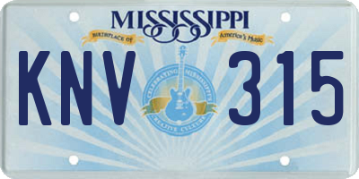 MS license plate KNV315