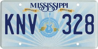MS license plate KNV328