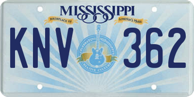 MS license plate KNV362
