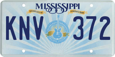 MS license plate KNV372