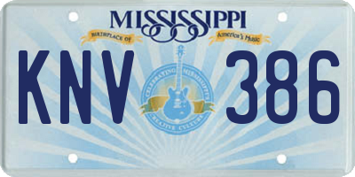 MS license plate KNV386
