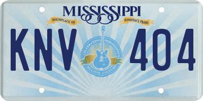 MS license plate KNV404