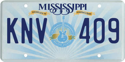 MS license plate KNV409