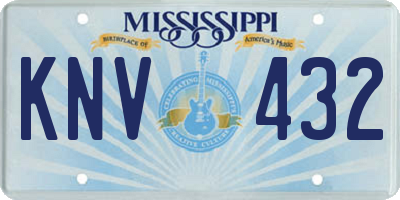 MS license plate KNV432