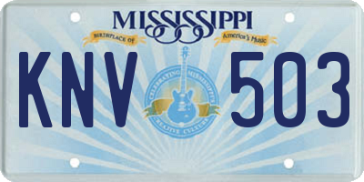 MS license plate KNV503