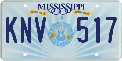 MS license plate KNV517
