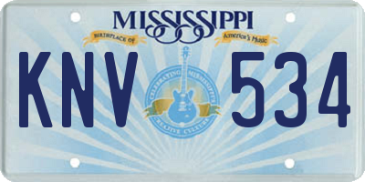 MS license plate KNV534
