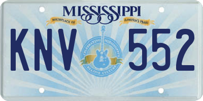 MS license plate KNV552
