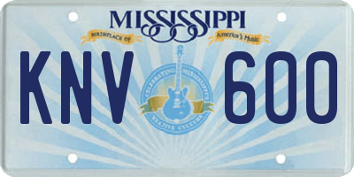MS license plate KNV600