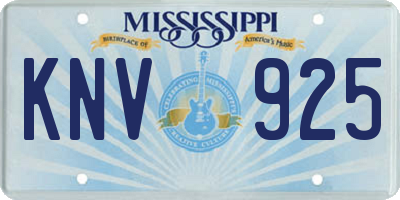 MS license plate KNV925