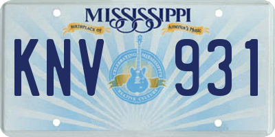 MS license plate KNV931