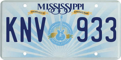 MS license plate KNV933