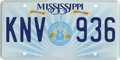 MS license plate KNV936