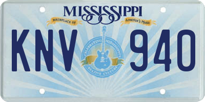 MS license plate KNV940