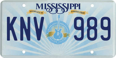 MS license plate KNV989